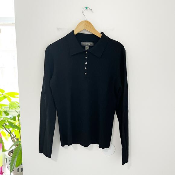 Banana Republic Black Merino Wool Ribbed Sweater Size XL - Picture 1 of 3